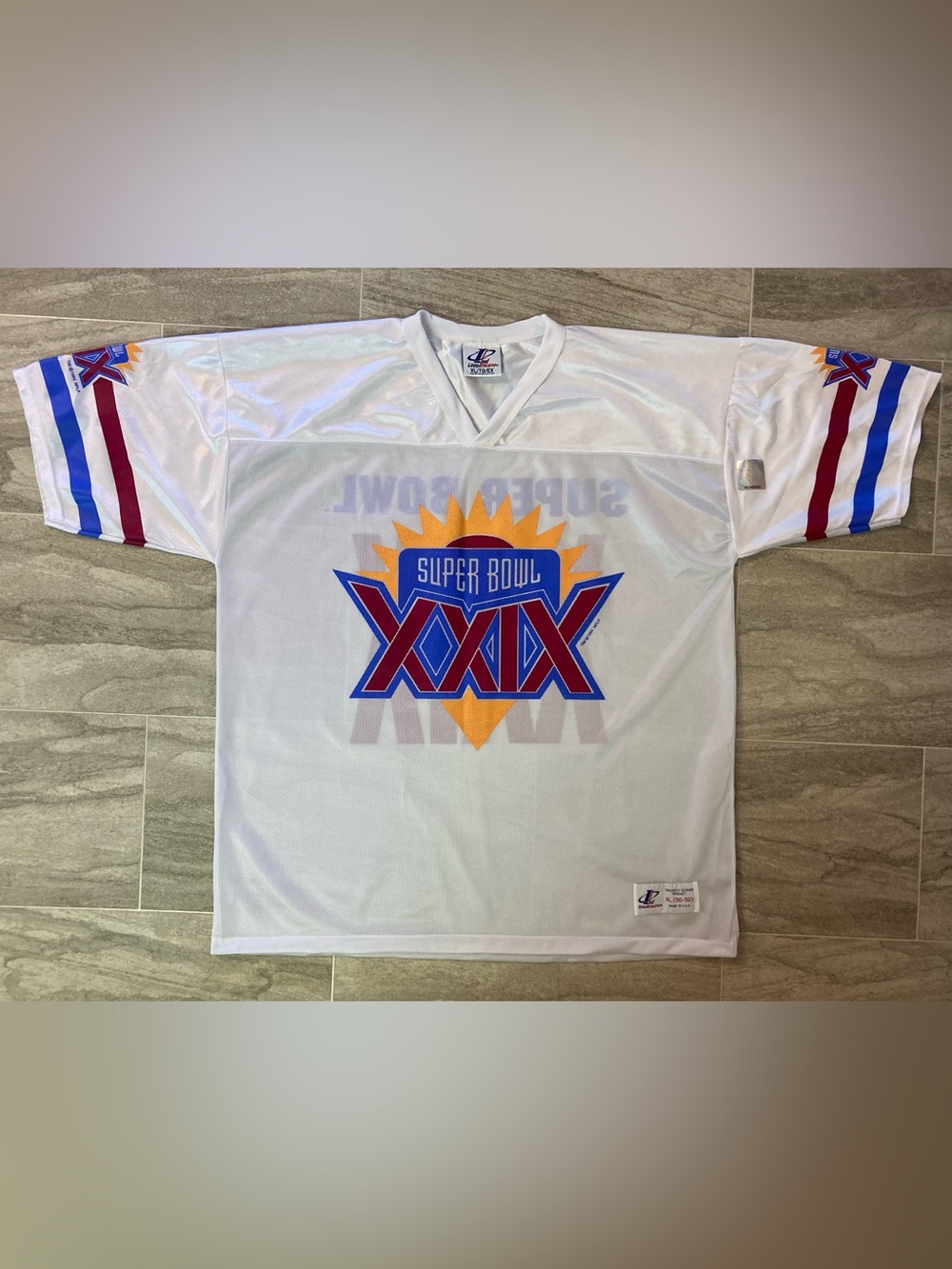 Vintage 1995 Logo Athletic White Mesh Super Bowl XXIX Jersey Football 50-52 XL
